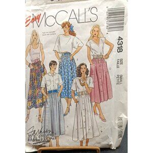 McCalls 4318 Vintage Sewing Pattern For Womens Button-Front Skirts Size S Petite